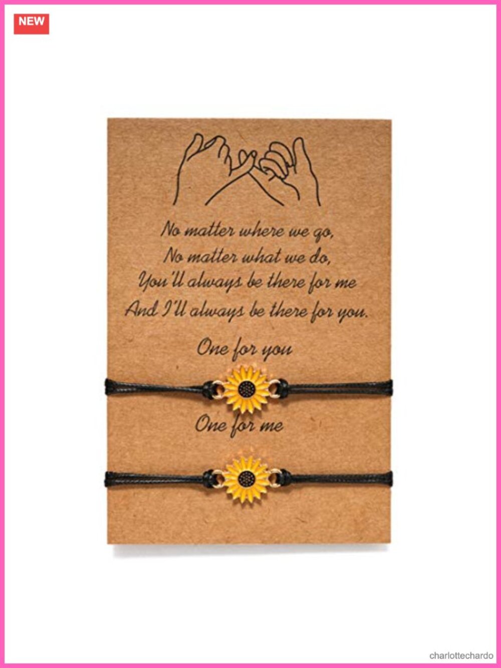 Sunflower Boho Matching Friendship Bracelets Adjustable Rope Best Friend Gift